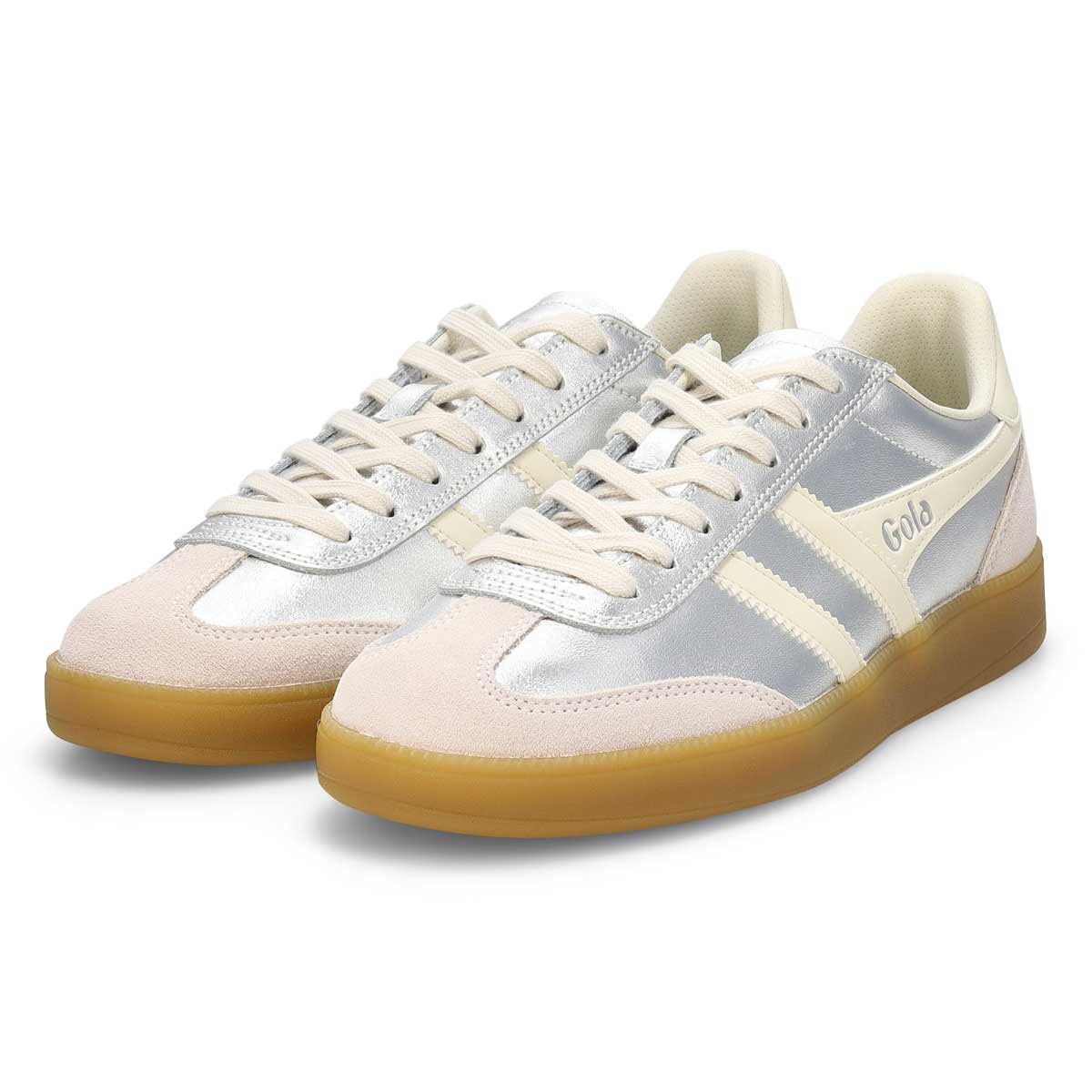 Women's Viper Metallic Lace Up Sneaker - Silver/Off White