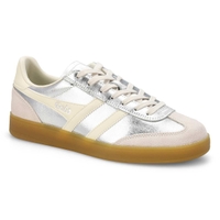 Women's Viper Metallic Lace Up Sneaker - Silver/Off White