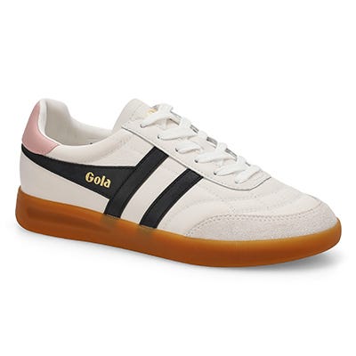 Lds Stadia Leather Lace Up Sneaker - White/Black