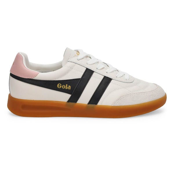 Women's Stadia Leather Lace Up Sneaker - White/Black