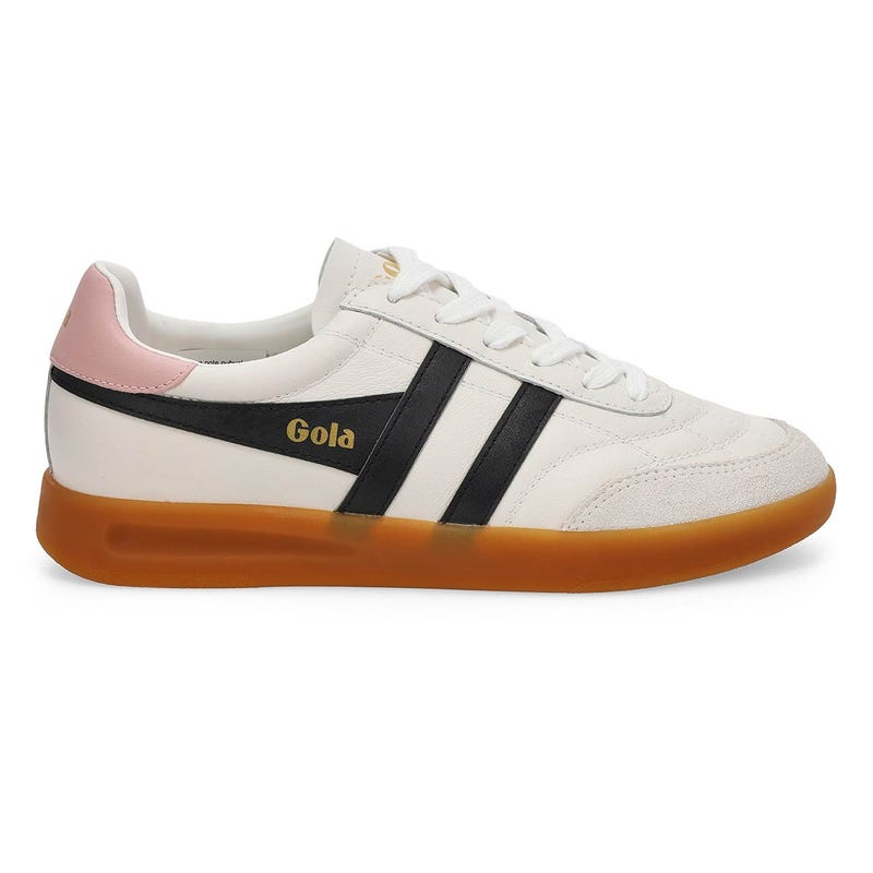 Women's Stadia Leather Lace Up Sneaker - White/Black