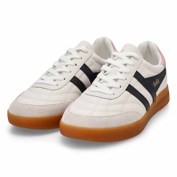 Women's Stadia Leather Lace Up Sneaker - White/Black