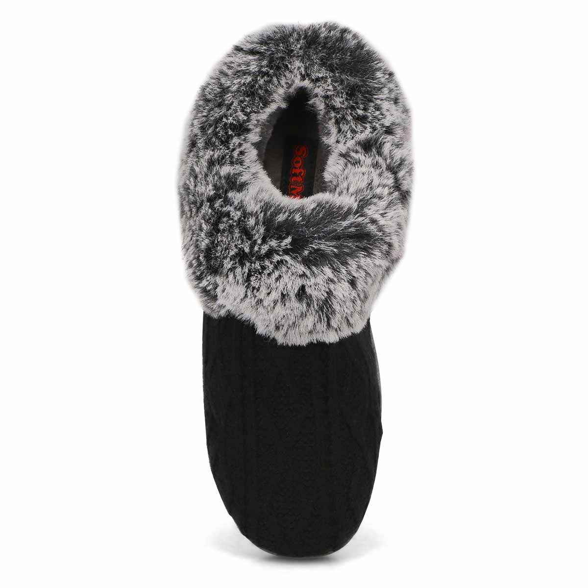 Women's Clipper Knit Faux Fur Slipper - Black