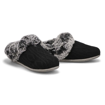 Women's Clipper Knit Faux Fur Slipper - Black