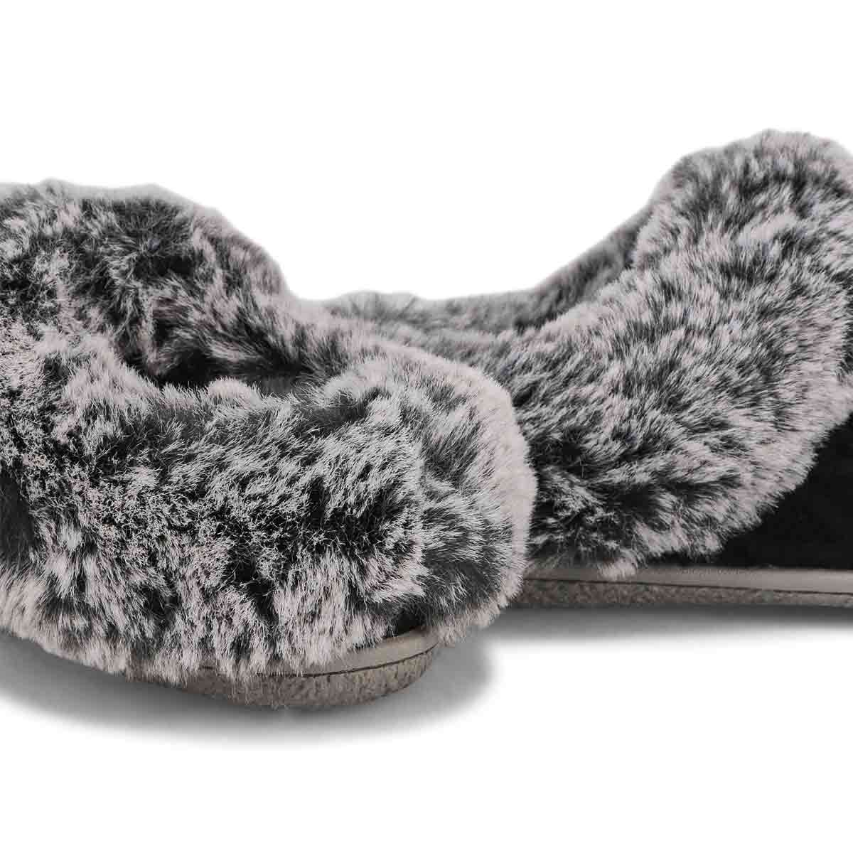 Women's Clipper Knit Faux Fur Slipper - Black