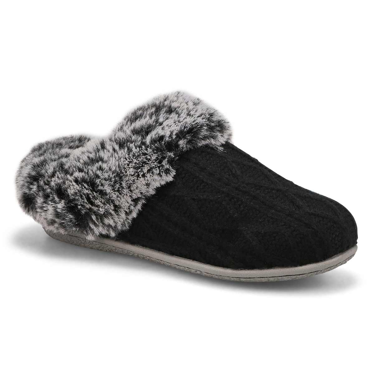 Women's Clipper Knit Faux Fur Slipper - Black