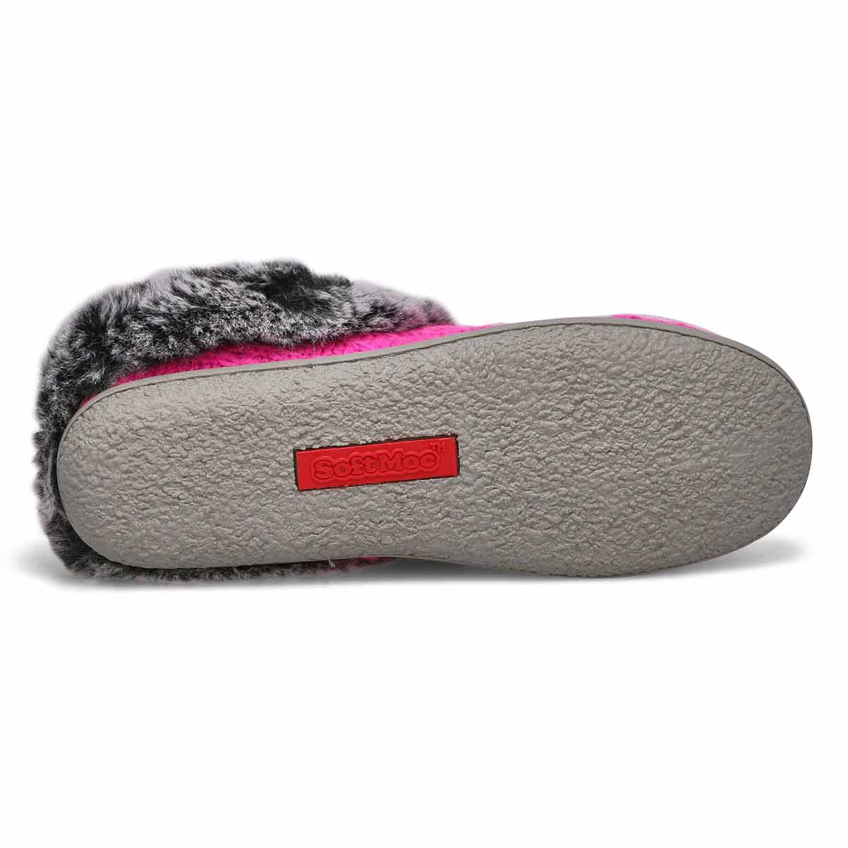 Women's Clipper Knit Faux Fur Slipper - Fuschia