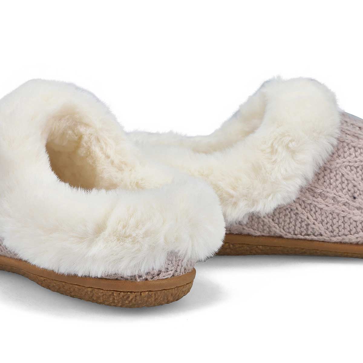 Women's Clipper Knit Faux Fur Slipper - Oatmeal
