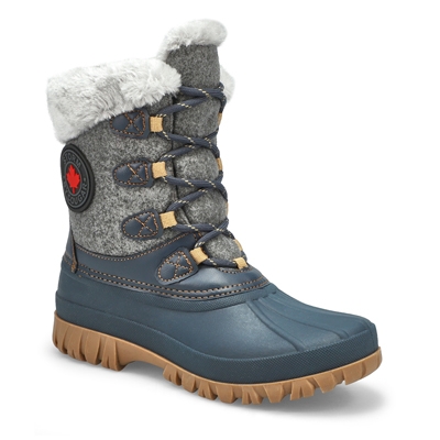 Lds Cozy laceup Wtpf Winter Boot-Nvy/Gry