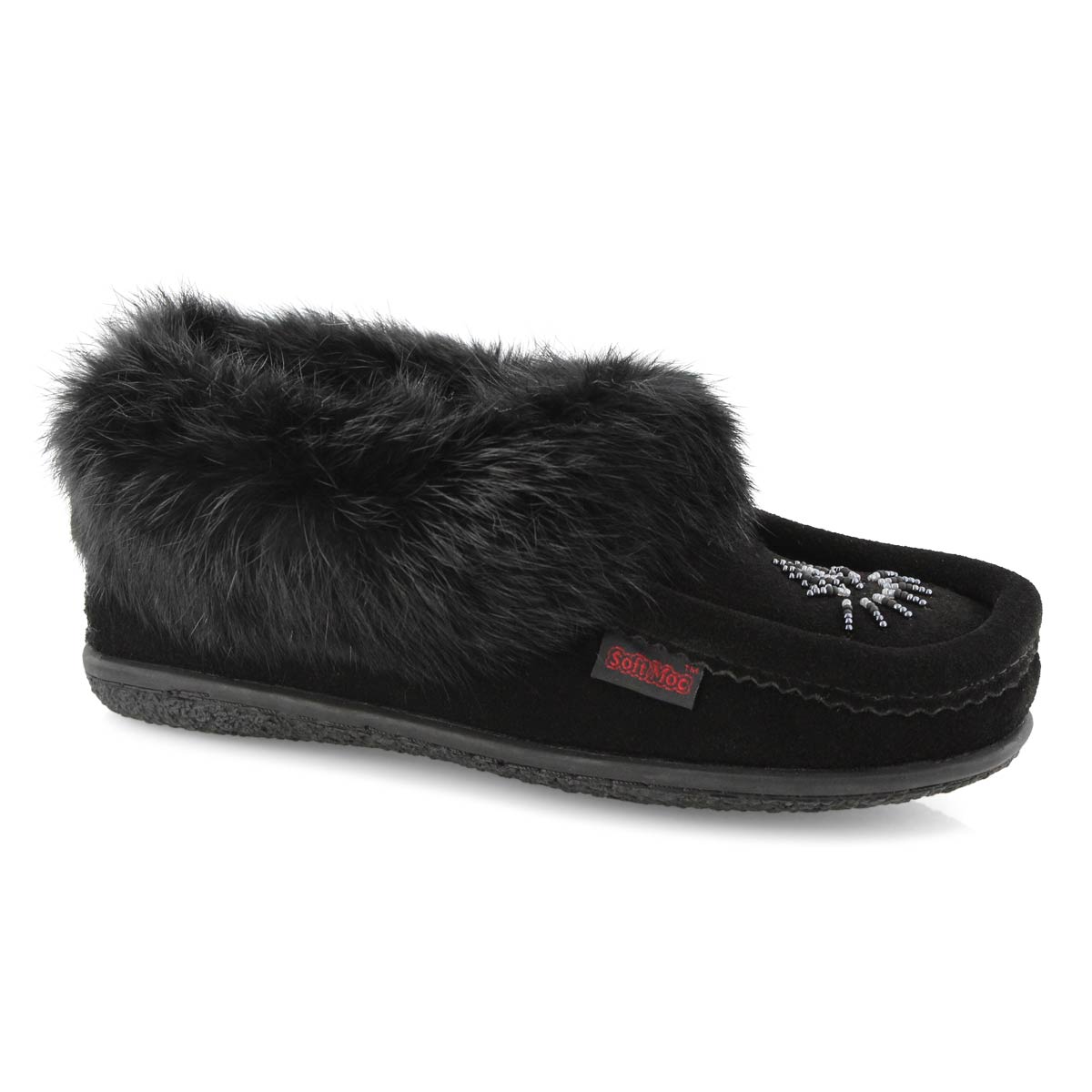 SoftMoc Women's CUTE 4 black rabbit fur 