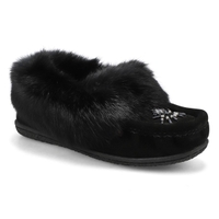 SoftMocs CUTE 5, fourrure lapin, noir/noir, femmes