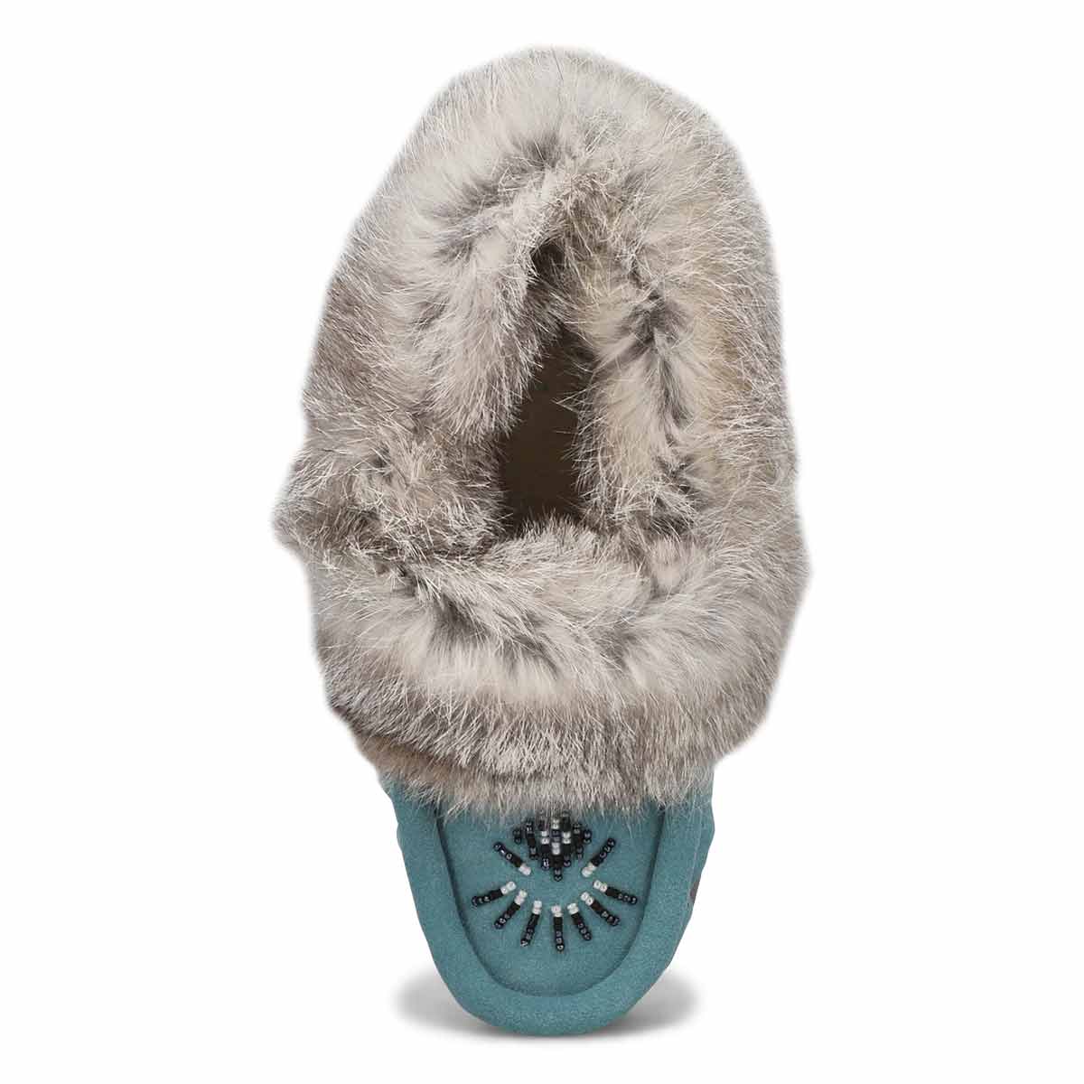 Women's Cute 5 Rabbit Fur SoftMocs - Blue