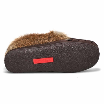 Women's Cute 5 Rabbit Fur SoftMocs - Chocolate