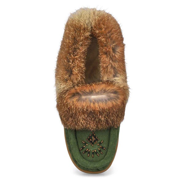 Women's Cute 5 Rabbit Fur SoftMocs - Green