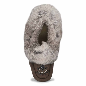 Women's Cute 5 Rabbit Fur SoftMocs - Grey