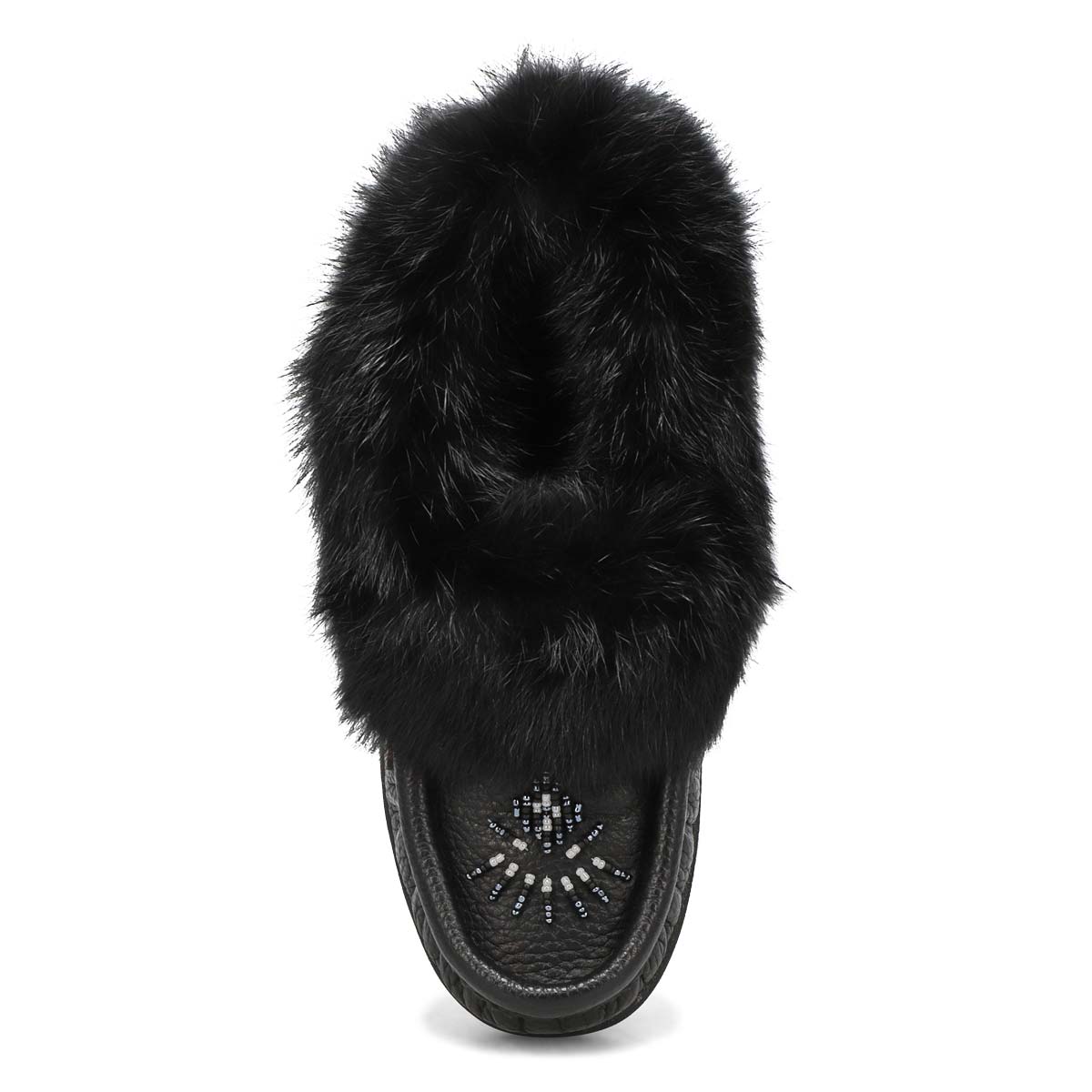 Women's Cute 5 L Rabbit Fur SoftMocs - Black