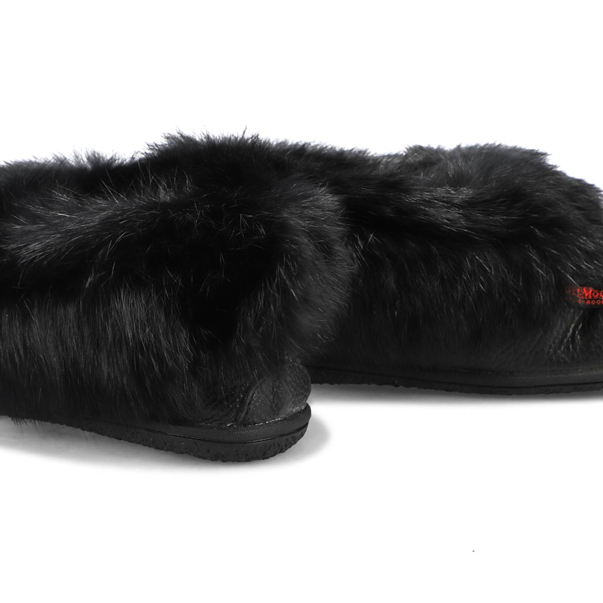 Women's Cute 5 L Rabbit Fur SoftMocs - Black