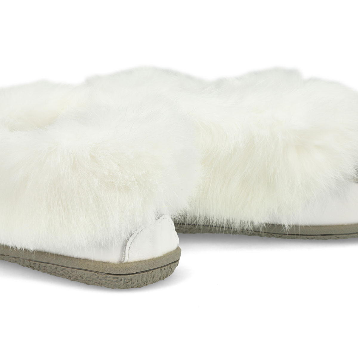 Women's Cute 5 Leather Rabbit Fur SoftMocs - White