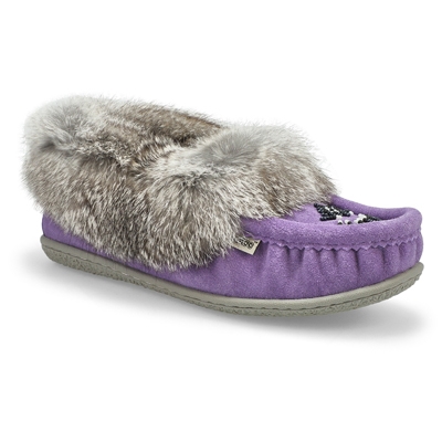 Lds Cute 5 Rabbit Fur SoftMocs- Lavender