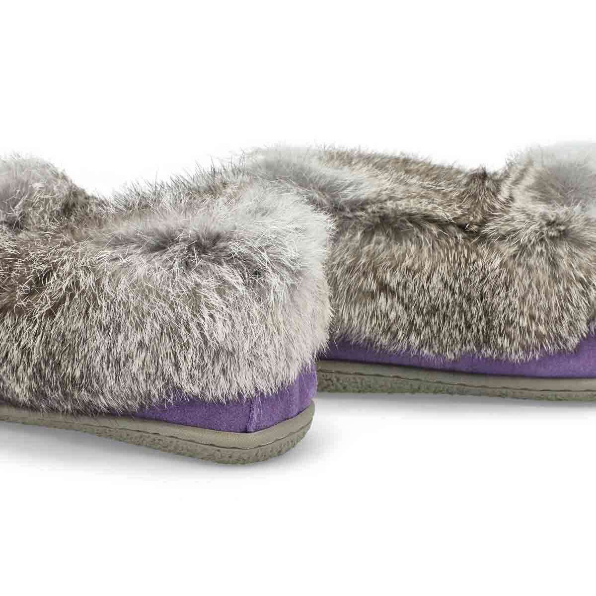 Women's Cute 5 Rabbit Fur SoftMocs - Lavender