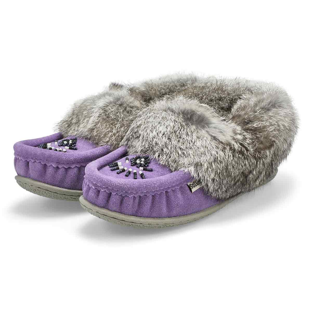 Women's Cute 5 Rabbit Fur SoftMocs - Lavender