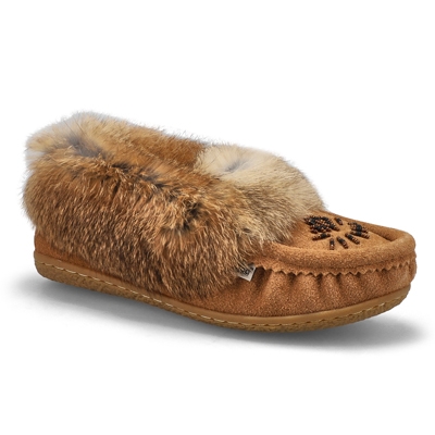 Lds Cute 5 Rabbit Fur SoftMocs - Mocha