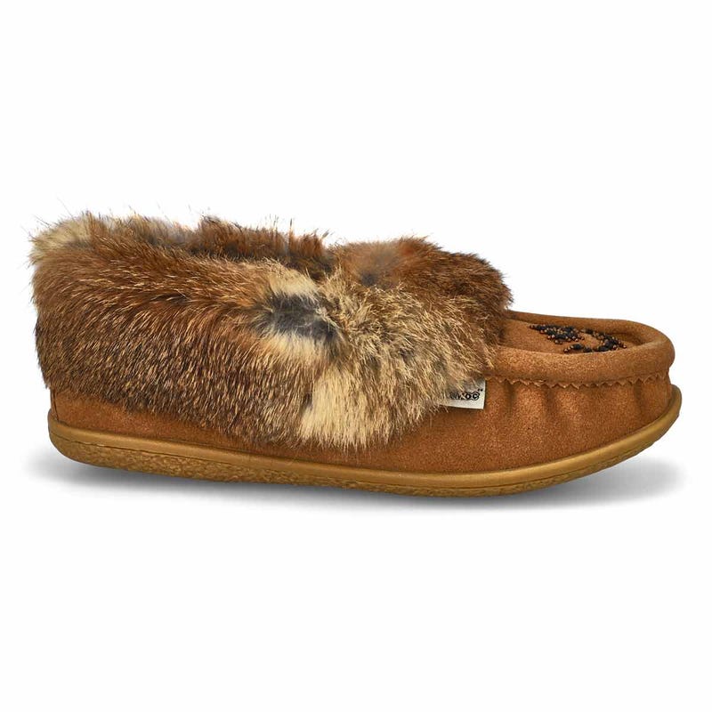 Women's Cute 5 Rabbit Fur SoftMocs - Mocha