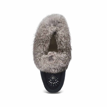 Women's Cute 5 Rabbit Fur SoftMocs - Navy