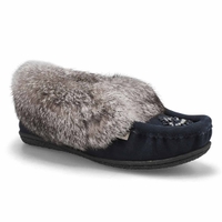 Women's Cute 5 Rabbit Fur SoftMocs - Navy