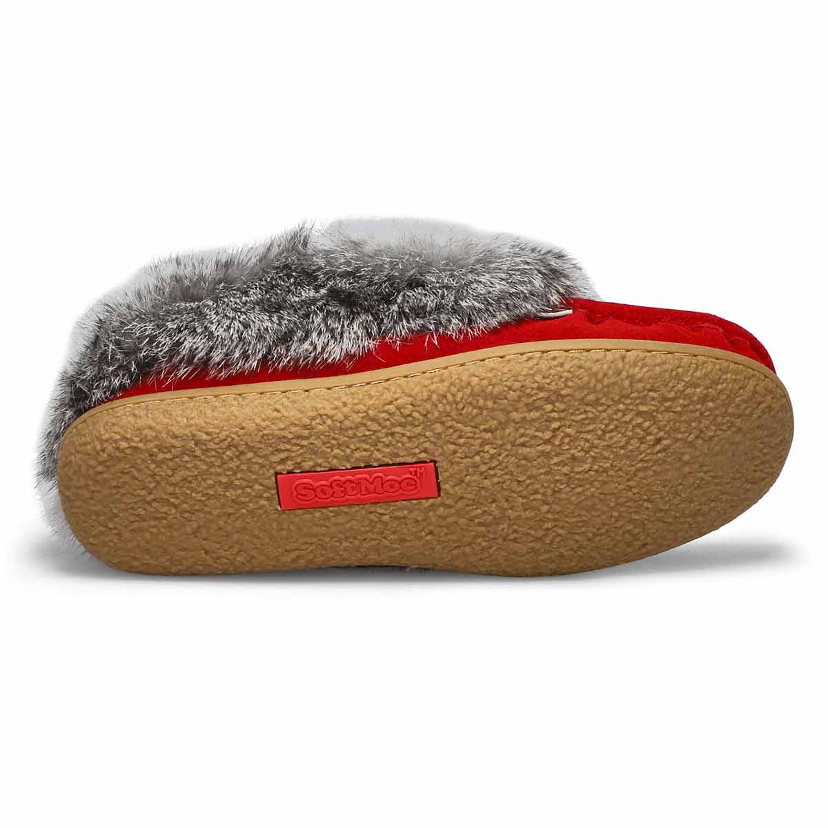 Mocassin fourrure de lapin CUTE 5, rouge, femmes