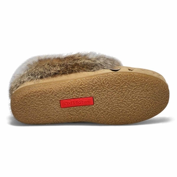 Mocassins CUTE 5, fourrure lapin, sable, femmes