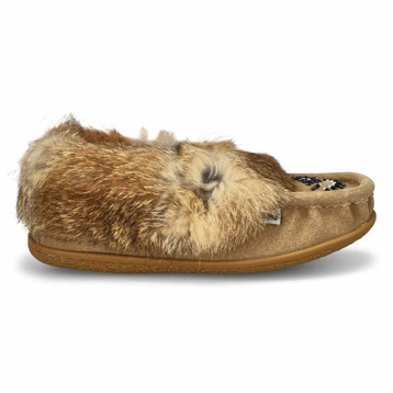 Mocassins CUTE 5, fourrure lapin, sable, femmes
