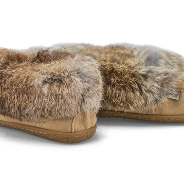 Mocassins CUTE 5, fourrure lapin, sable, femmes