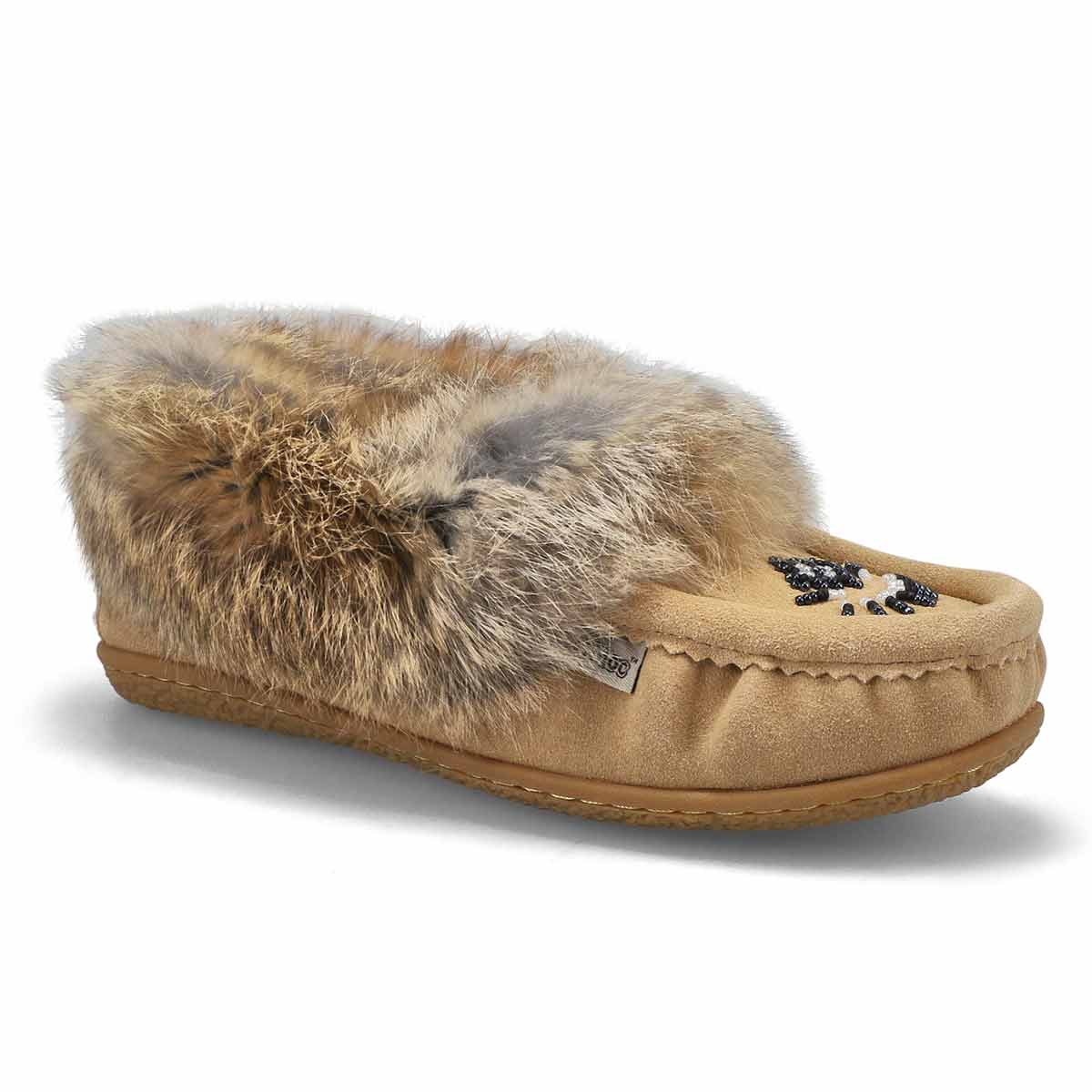 Women's Cute 5 Rabbit Fur SoftMocs - Sand