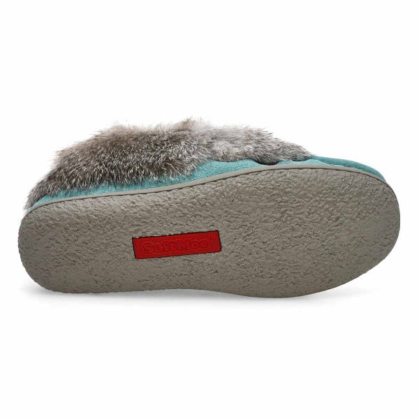 Women's  Cute 5 Rabbit Fur SoftMocs - Turqoise