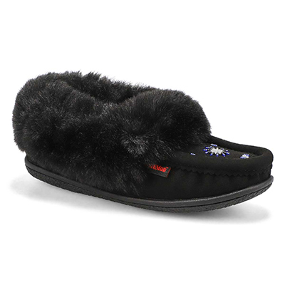 Lds Cute5 V3 Faux Fur Vegan Moc - Black/Black