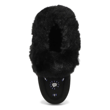 Women's Cute 5 V3 Faux Fur Vegan Moc - Black/Black