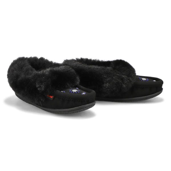 SoftMocs végane avec similifourrure CUTE5 V3, noir/noir, femmes