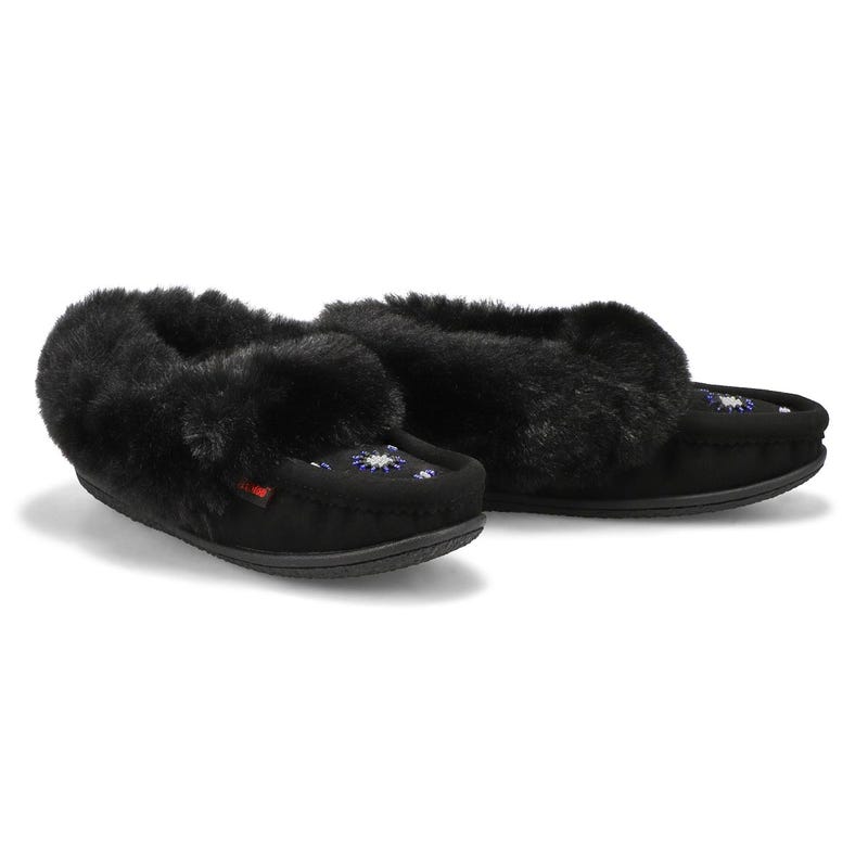 SoftMocs végane avec similifourrure CUTE5 V3, noir/noir, femmes