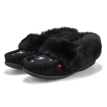 Women's Cute 5 V3 Faux Fur Vegan Moc - Black/Black