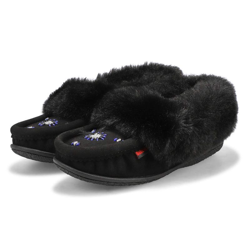 SoftMocs végane avec similifourrure CUTE5 V3, noir/noir, femmes