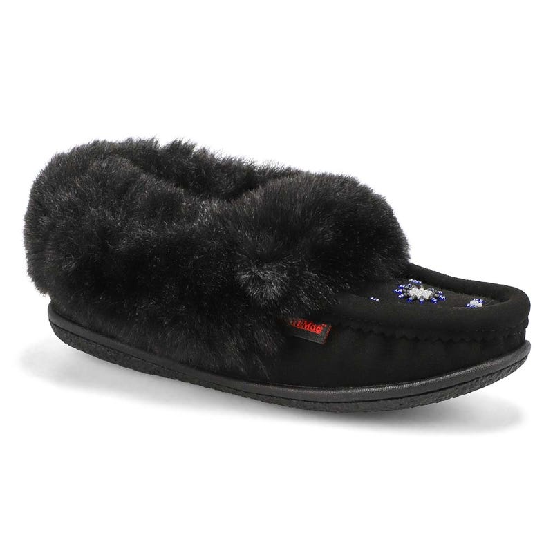 SoftMocs végane avec similifourrure CUTE5 V3, noir/noir, femmes