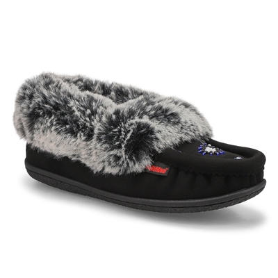 Lds Cute 5 V3 Faux Fur Vegan Moc - Black/Grey