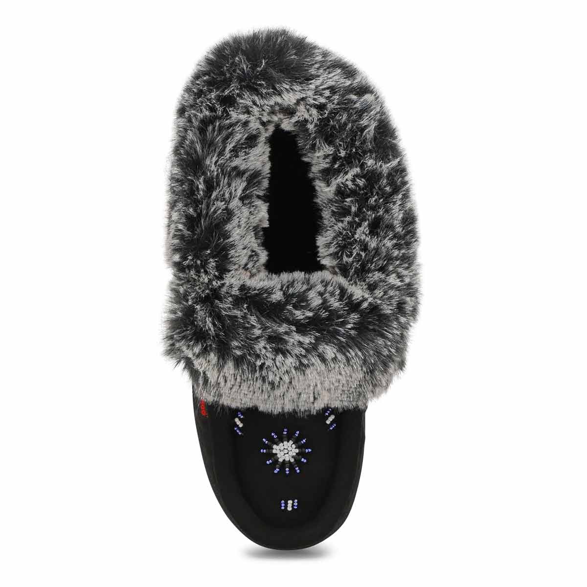 Women's Cute 5 V3 Faux Fur Vegan Moc - Black/Grey