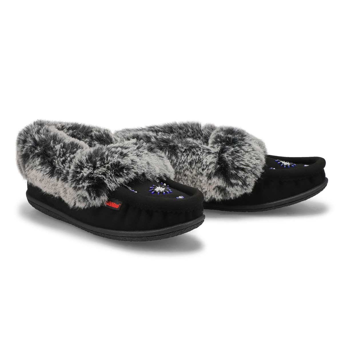 Women's Cute 5 V3 Faux Fur Vegan Moc - Black/Grey