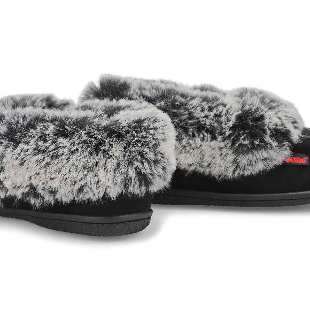 SoftMocs végane avec fausse fourrure CUTE 5 V3, noir/gris, femmes