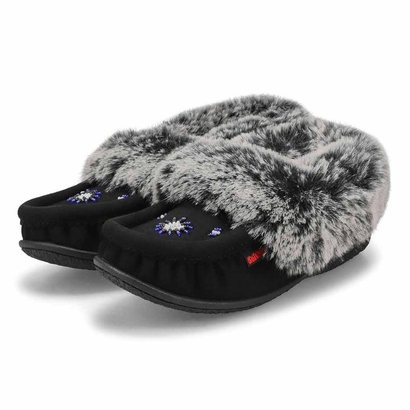 SoftMocs végane avec similifourrure CUTE 5 V3, noir/gris, femmes