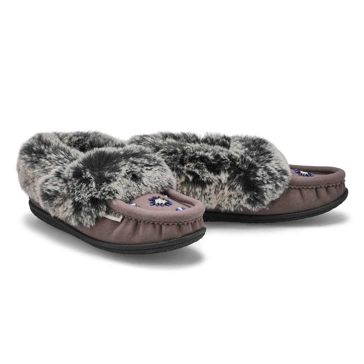 SoftMocs végane avec fausse fourrure CUTE 5 V3, gris, femmes