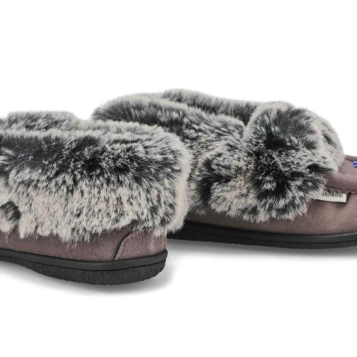 SoftMocs végane avec fausse fourrure CUTE 5 V3, gris, femmes