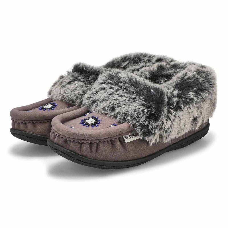 SoftMocs végane avec similifourrure CUTE 5 V3, gris, femmes